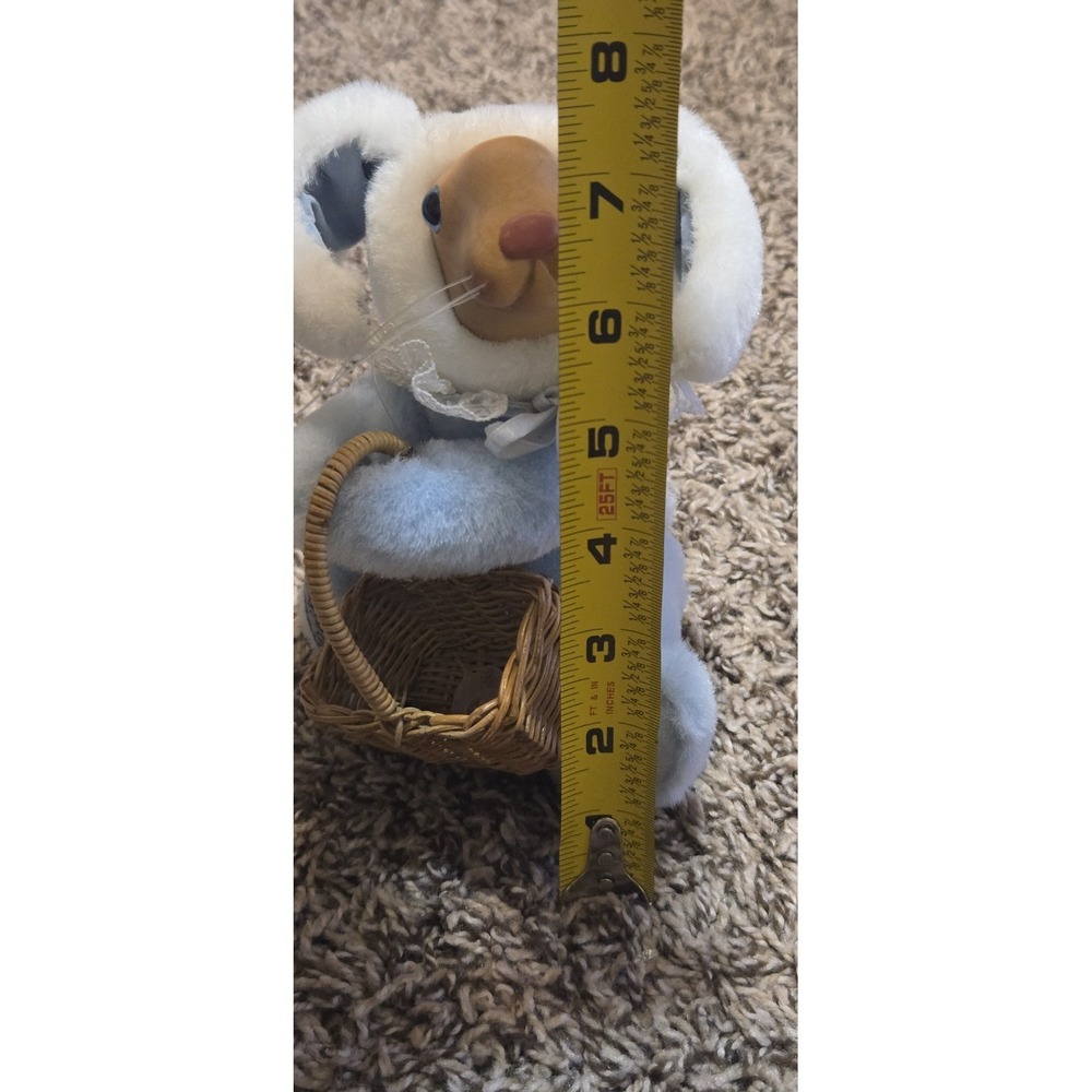 Robert Raikes Wood Face Bunny Rabbit Plush Daniel Stuffed Animal Basket No Egg - Picture 12 of 16